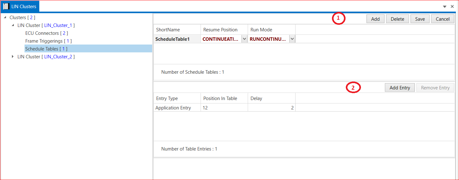 Schedule Table in  LIN Cluster