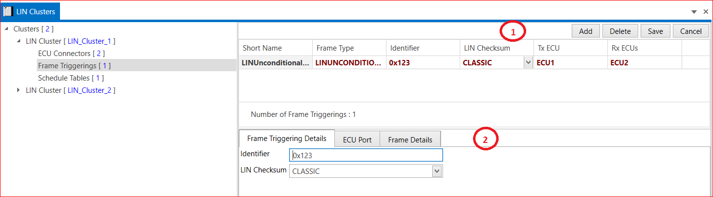 Frame Triggering in  LIN Cluster