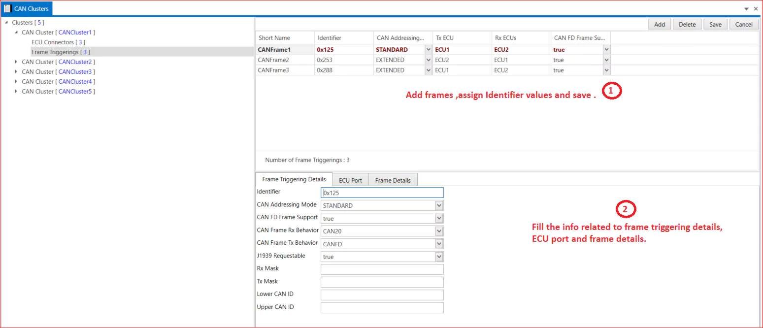 Frame Triggering in CAN Cluster