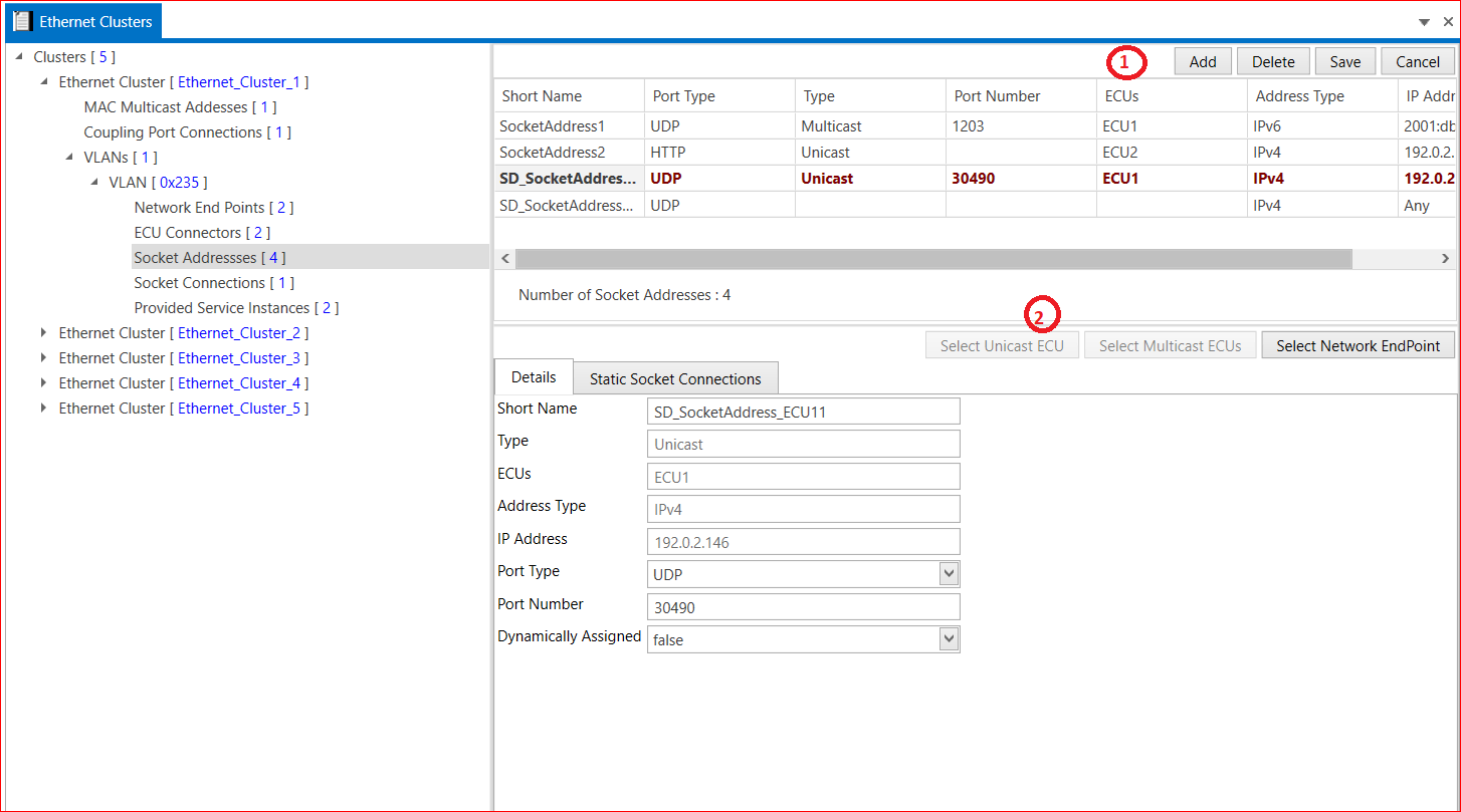 Socket Address in Ethernet Cluster